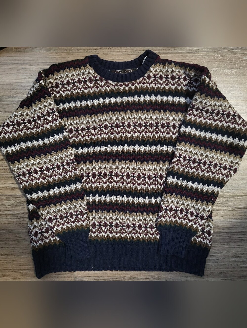 VINTAGE Men's Open Country Crewneck Sweater - Navy, Brown, Cream, & Burgandy